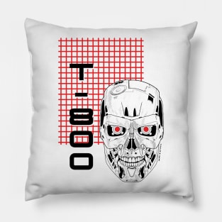 Terminator Skull - T-800 - Laser Grid Cyberpunk Pillow