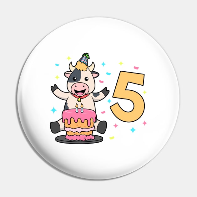 I am 5 with cow - kids birthday 5 years old Pin by Modern Medieval Design
