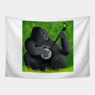 Gorilla with Sunbird Tapestry