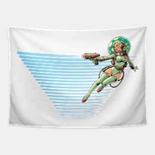 Retro Space Girl Tapestry