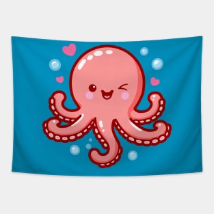 Cute Pink Octopus Tapestry