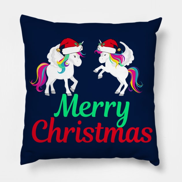 Merry Christmas Unicorns Pillow by epiclovedesigns