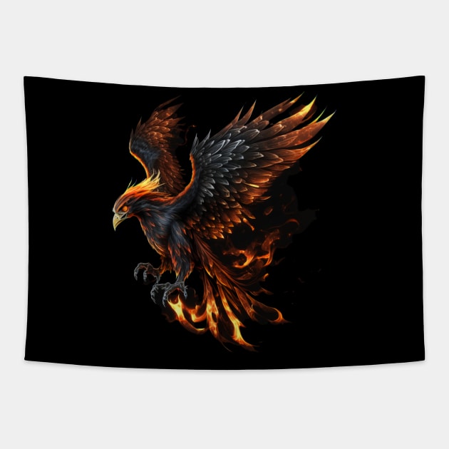 Fire flying fenix (phoenix). Tapestry by newcoloursintheblock