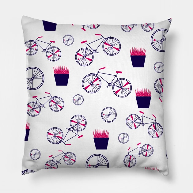 Bicycle_Pattern Pillow by Nataliia1112