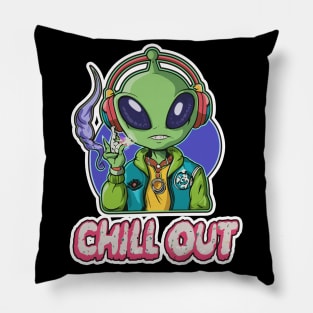 Interstellar Rhythm: Hip Hop Alien Art Piece Pillow