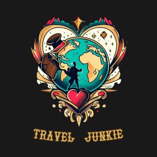 Travel Junkie, Tattoo Style T-Shirt