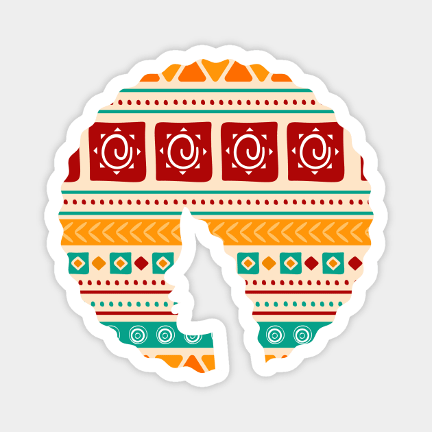 Afro Hair Woman with African Pattern, Black History Magnet by logiamerch