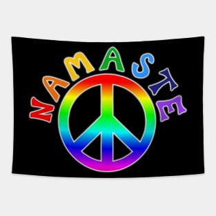 Namaste Rainbow Pride Peace Sign Tapestry