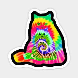 tie dye three cat retro pattern Magnet