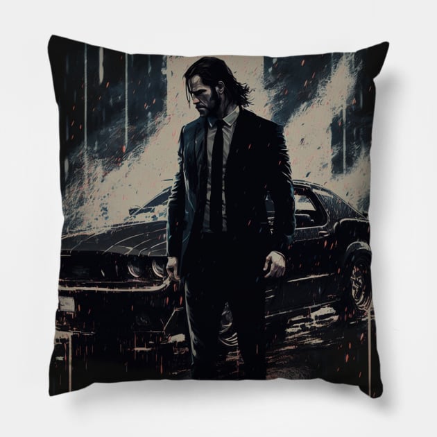 John Wick illustration Pillow by Durro