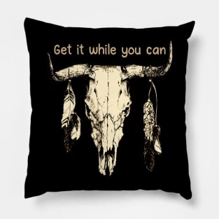 Get It While You Can Love Music Bull-Skull Pillow