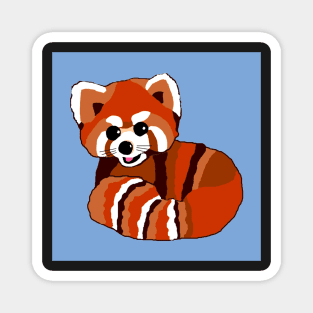 Red panda print on blue Magnet