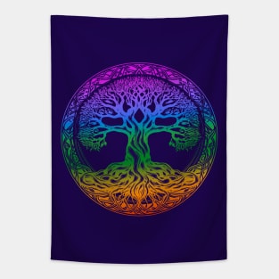 Tree of Life Celtic Colorful Rainbow Graphic Tapestry