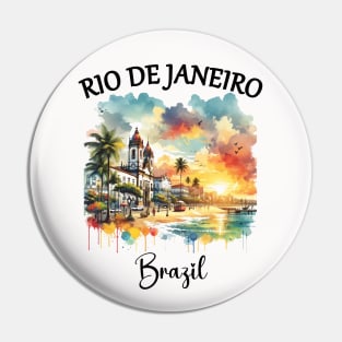 2024 Rio De Janeiro - Brazil Water Color Art Pin