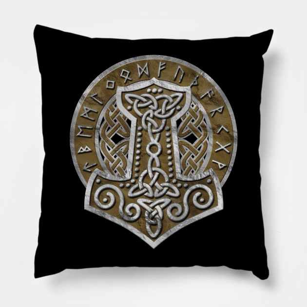 Mjolnir  - the hammer of Thor Pillow by Nartissima