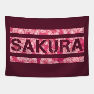 The cute pink sakura word Tapestry