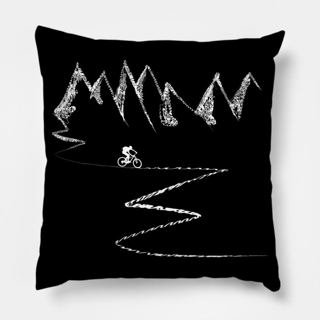 Cycling Mountain Bike Gift Cyclist Mountain Biker Gift Pillow by TheOutdoorPeople