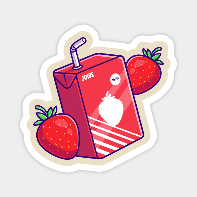 Strawberry Juice Box Cartoon Magnet by Catalyst Labs