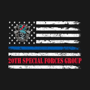 20th Special Forces Group Skull American Flag VeteranDe Oppresso Liber SFG - Gift for Veterans Day 4th of July or Patriotic Memorial Day T-Shirt