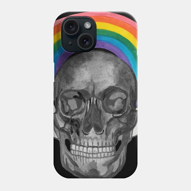 Bnw Skull human head with rainbow Phone Case by deadblackpony