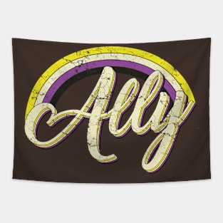 Ally nonbiary vintage tshirt lgbt pride gift Tapestry