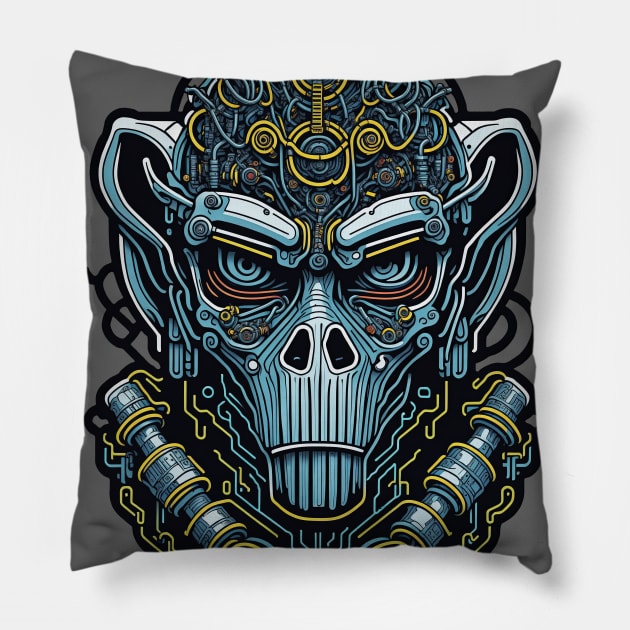 Techno Apes S02 D55 Pillow by Houerd