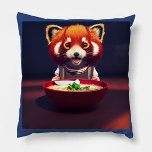 Kawaii Red Panda Eating Ramen Pillow