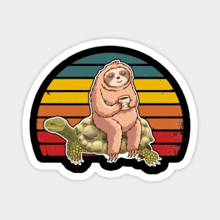 Speed is relative Sloth riding turtle funny gift Magnet