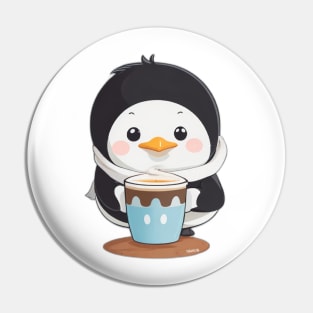 Cute penguin with coffee Pin