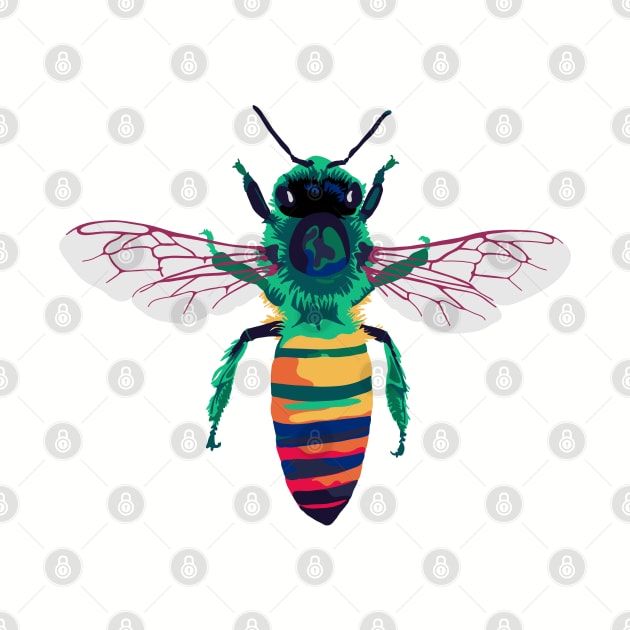 Rainbow Bee Portrait by Slightly Unhinged