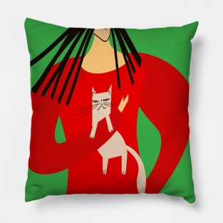 Girl With Cat Pillow