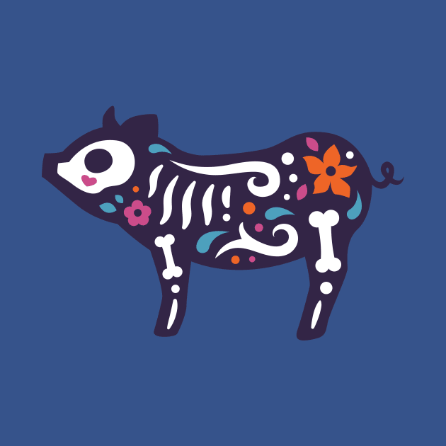 Colorful Day of the Dead Pig | Dia de los Muertos Animal by SLAG_Creative