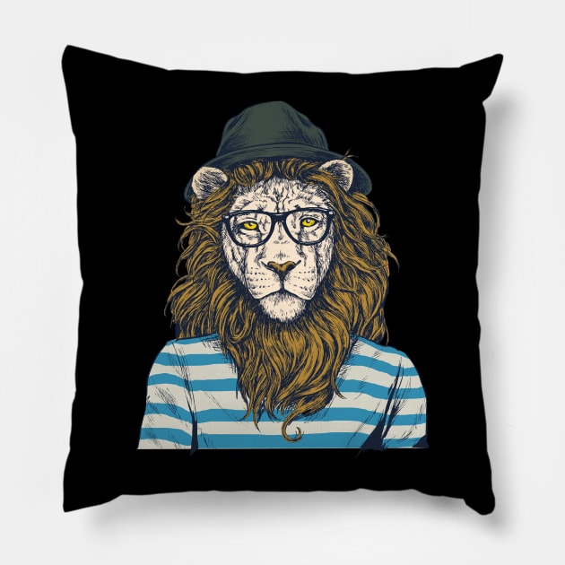 Hipster Lion Pillow by CryptoTextile