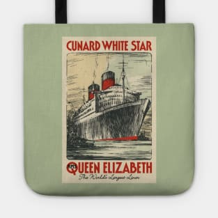 Cunard Line Ocean Liner RMS QUEEN ELIZABETH 1930s Fantasy Poster Tote