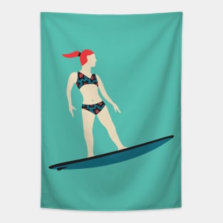 STOKED SURFER GIRL Tropical Summer Ocean Surfing Surfboard Sports - UnBlink Studio by Jackie Tahara Tapestry