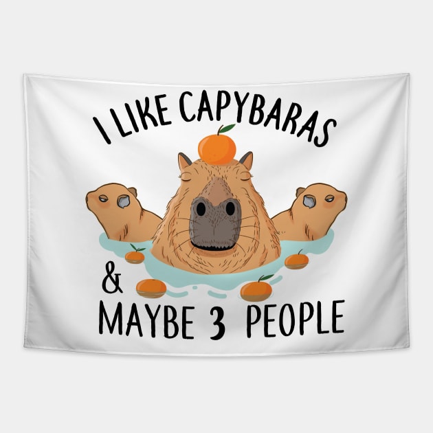 I like Capybaras and maybe 3 people Funny Baby Capybara Tapestry by alltheprints