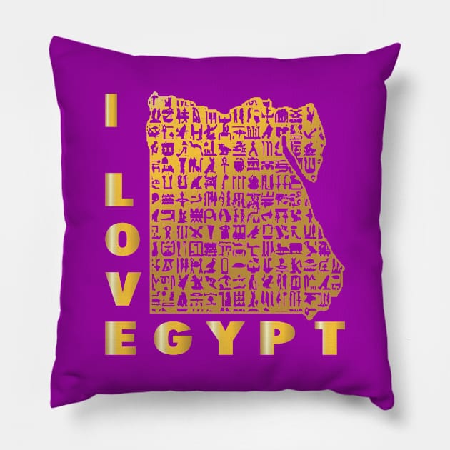 Egypt love-I love Egypt Map of Egypt with the hieroglyphic alphabet Pillow by egygraphics