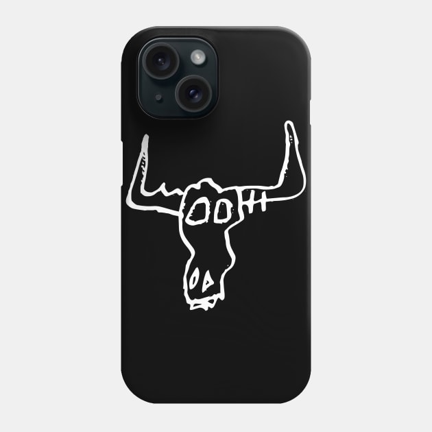 Bull Skull Doodle White Phone Case by Mijumi Doodles