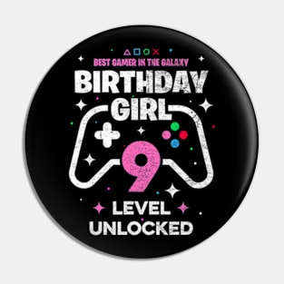 9th Birthday Girl Matching Video Gamer Birthday Pin