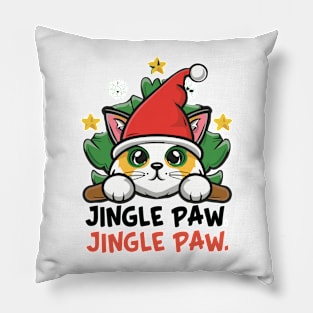 JINGLE PAW JINGLE PAW FUNNY CUTE chistmas cat Pillow