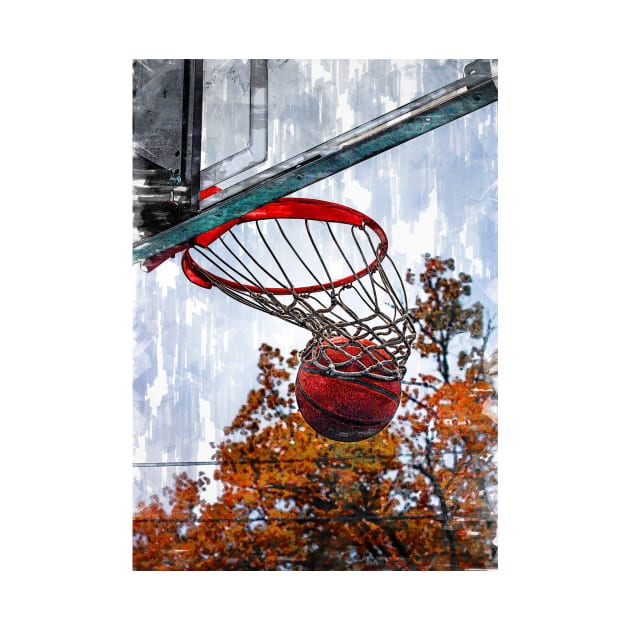 Basketball In Hoop Marker Sketch by ColortrixArt