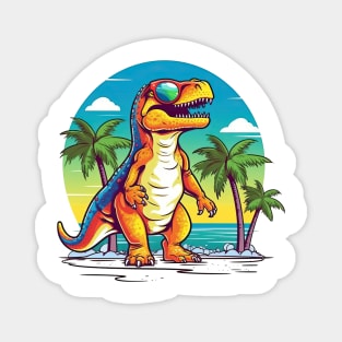 T rex on the beach Magnet