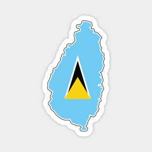 St Lucia Flag and Map Magnet