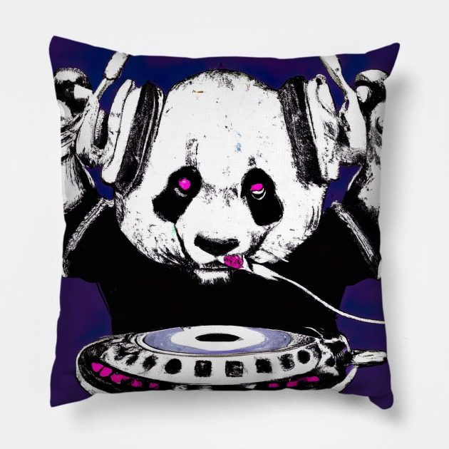 DJ Panda Music Pillow by maxcode