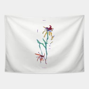 Flowers in an abstract Square Vase Tapestry