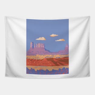 Monument Valley Navajo Tribal Park in Utah and Arizona USA WPA Art Poster Tapestry