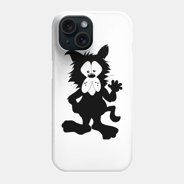 Black Cat Waving to You Phone Case by OssiesArt