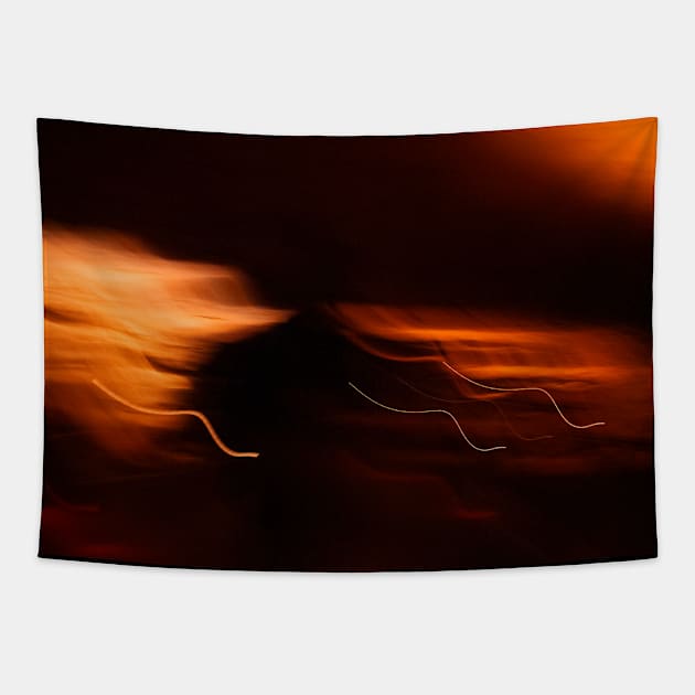 Orange fire blurred lights Tapestry by Beccasab photo & design