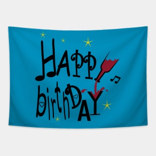 happy birthday red wine gift Tapestry