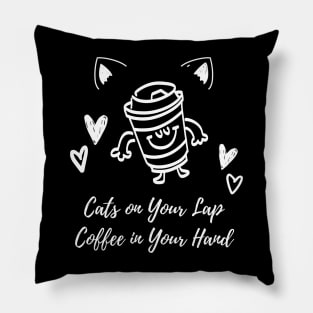 Cats on Your Lap, Coffee in Your Hand | Cat Mother Coffee Lover Pillow